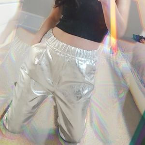 Metallic jogger pants